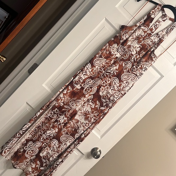 MSK brown print halter maxi dress-size S-NWT - Picture 3 of 6